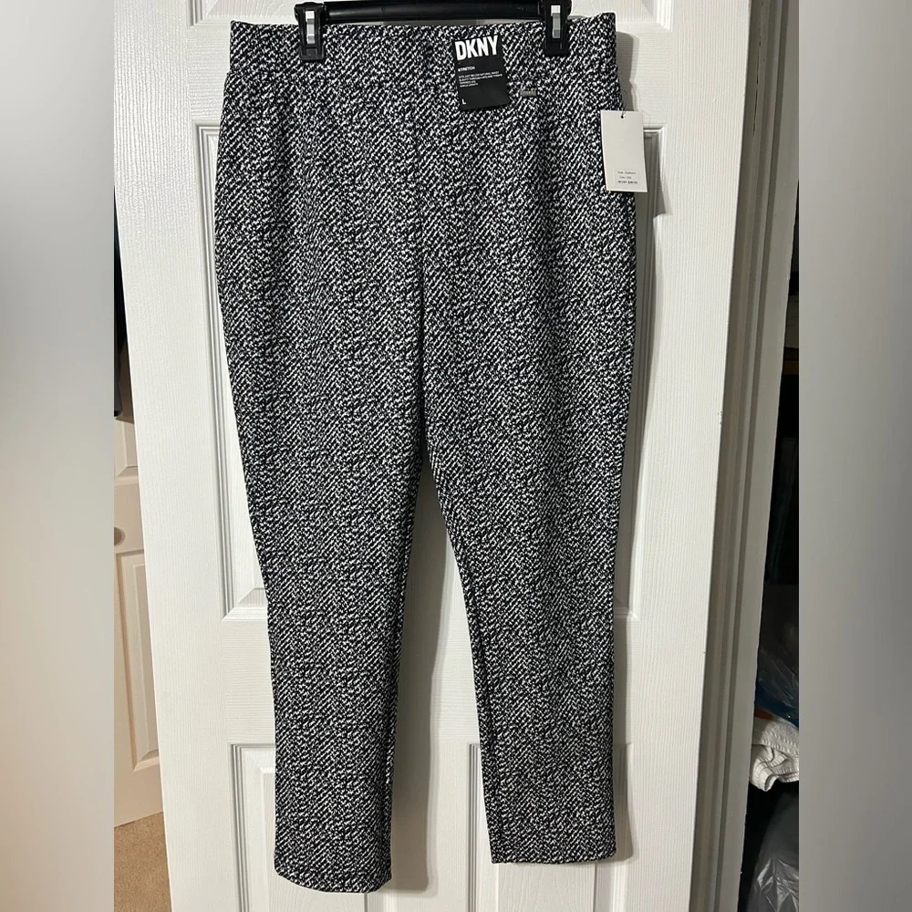 DKNY Black and White Patterned Trousers - Picture 1 of 6